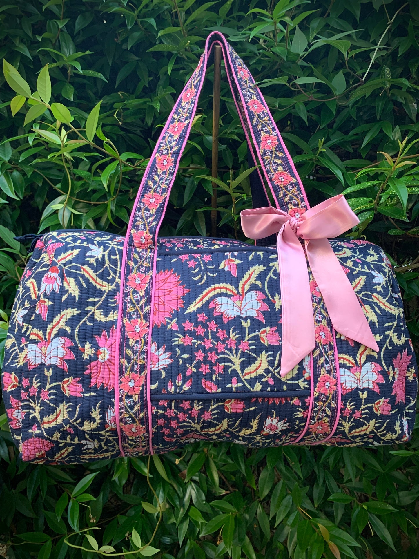 LARGE NAVY AND PINK DOLLY Front Pocket