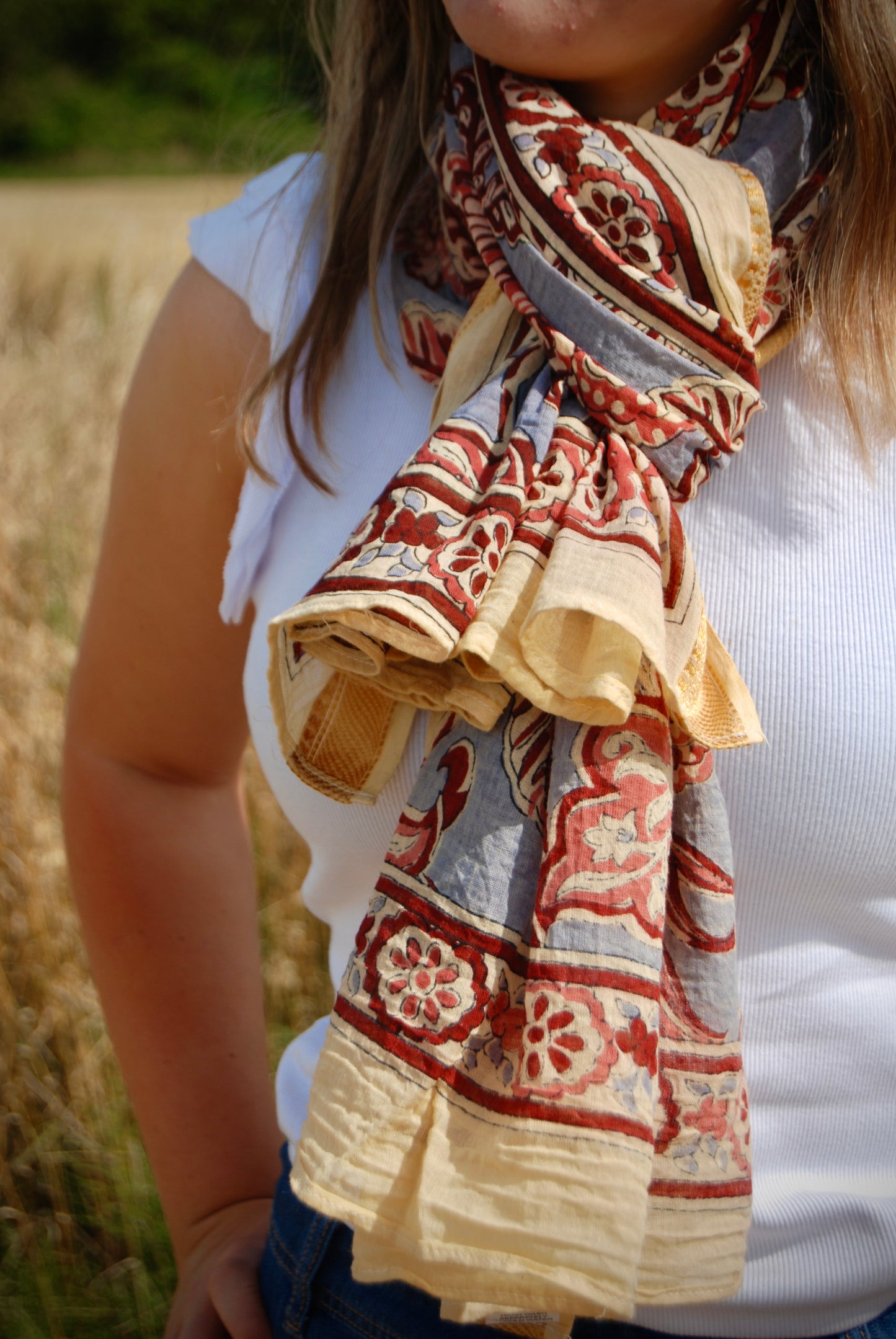 RASA FLORAL PUSHKAR SCARF - Lilac