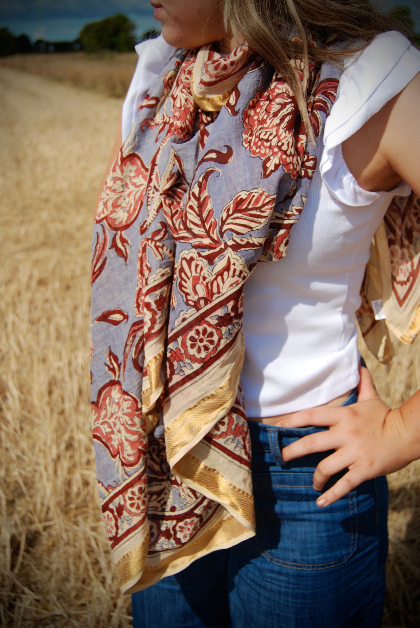 RASA FLORAL PUSHKAR SCARF - Lilac