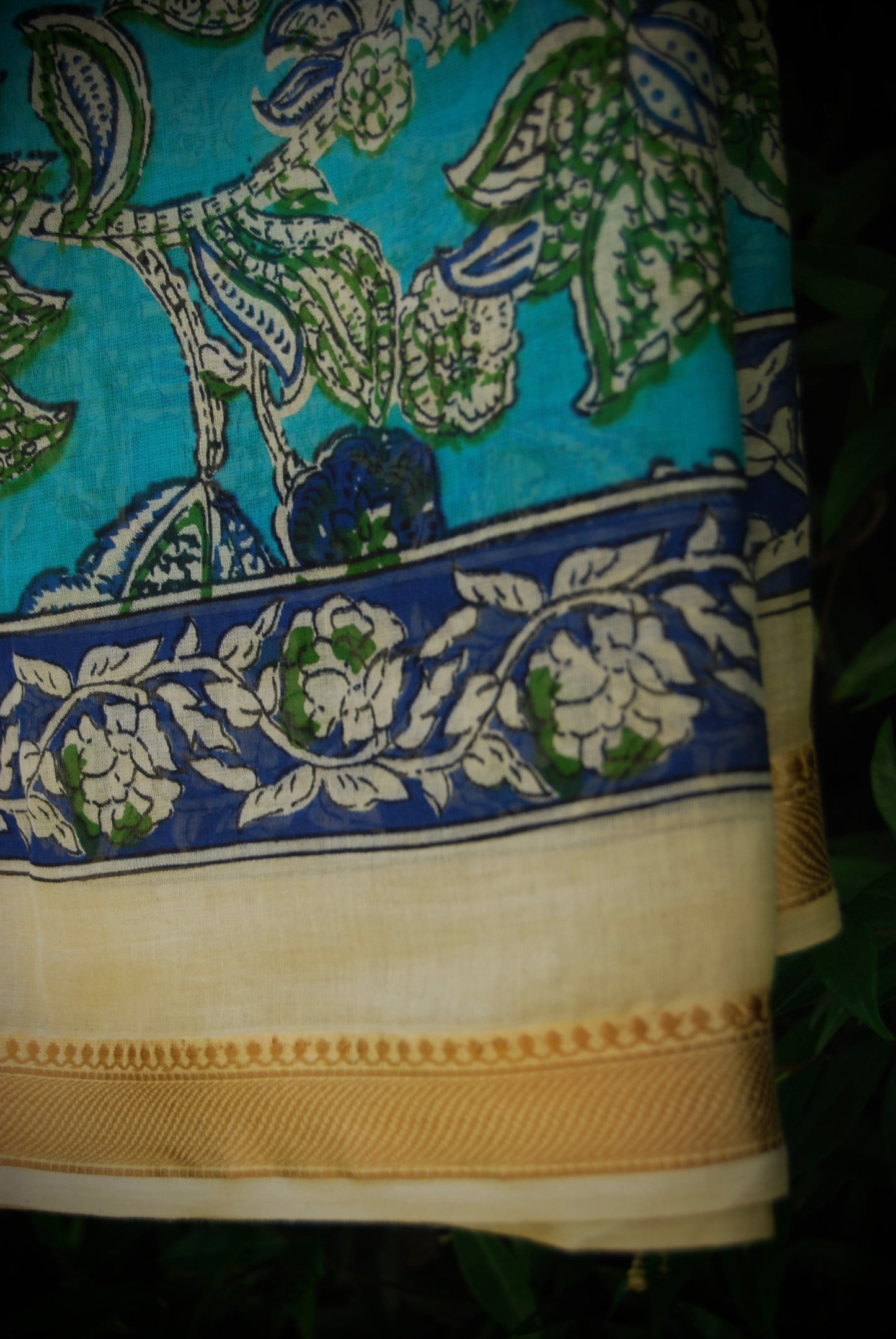 RASA FLORAL PUSHKAR SCARF - Blue