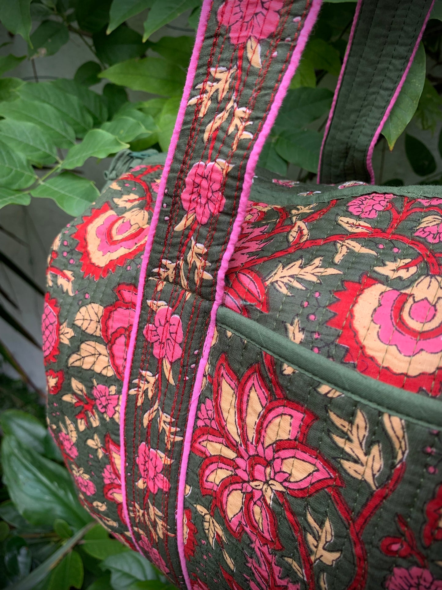 SMALL GREEN AND PINK DOLLY Front Pocket