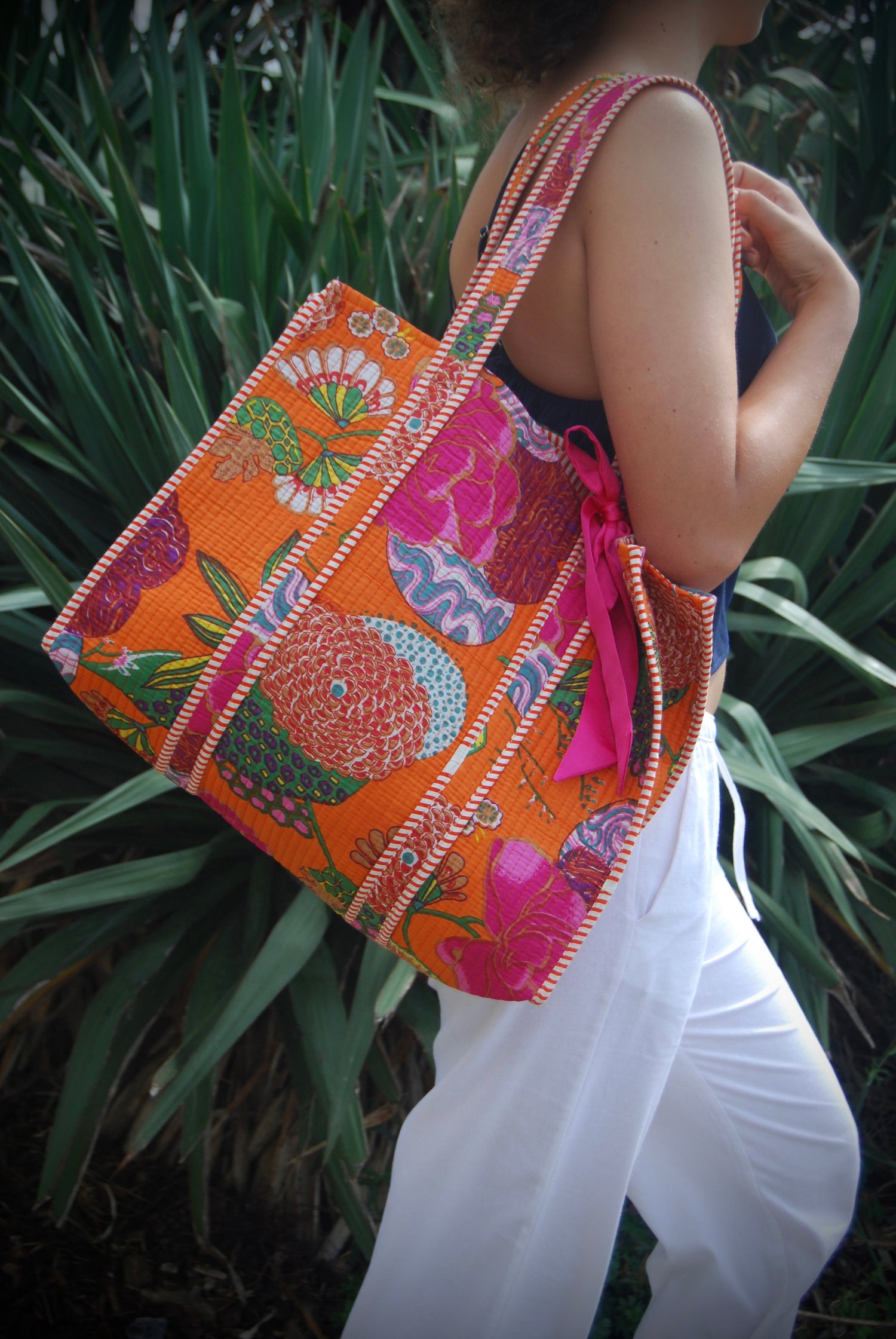THE GOAN GARDEN COTTON QUILTED TOTE BAG