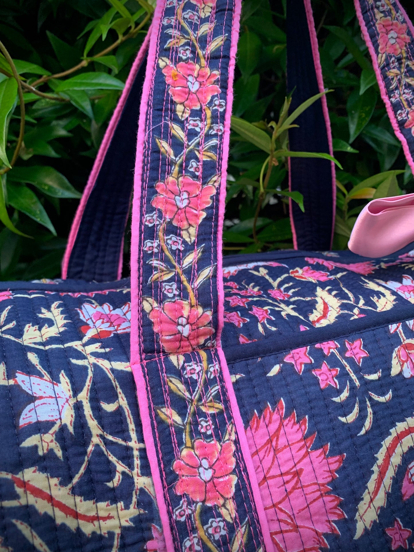 LARGE NAVY AND PINK DOLLY Front Pocket
