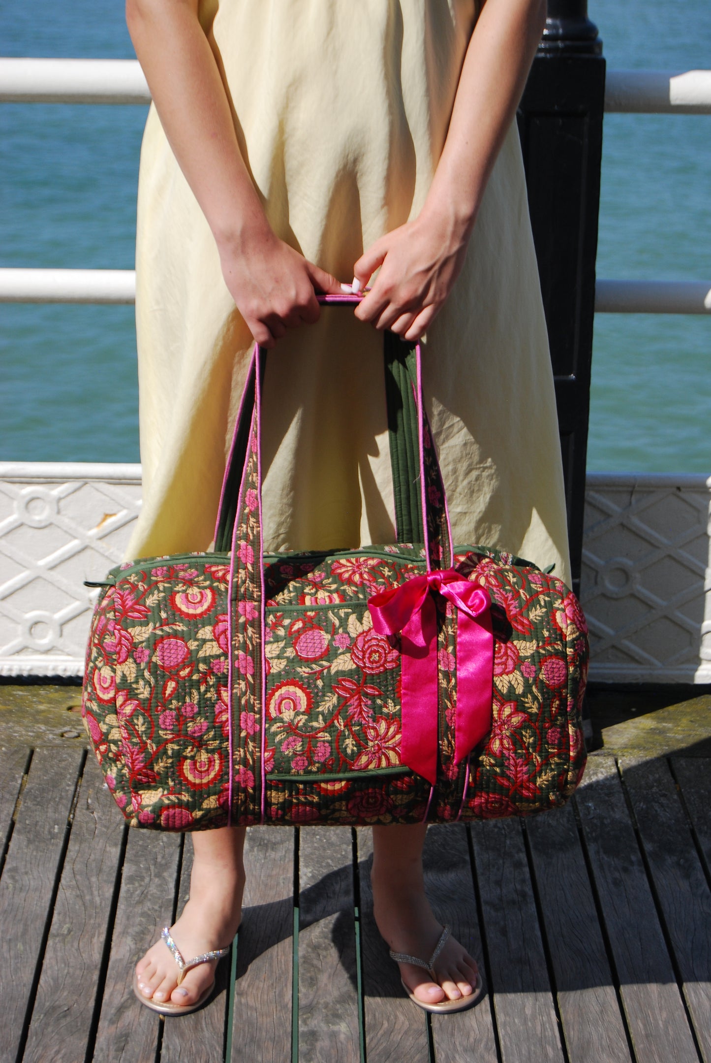LARGE GREEN AND PINK DOLLY Front Pocket