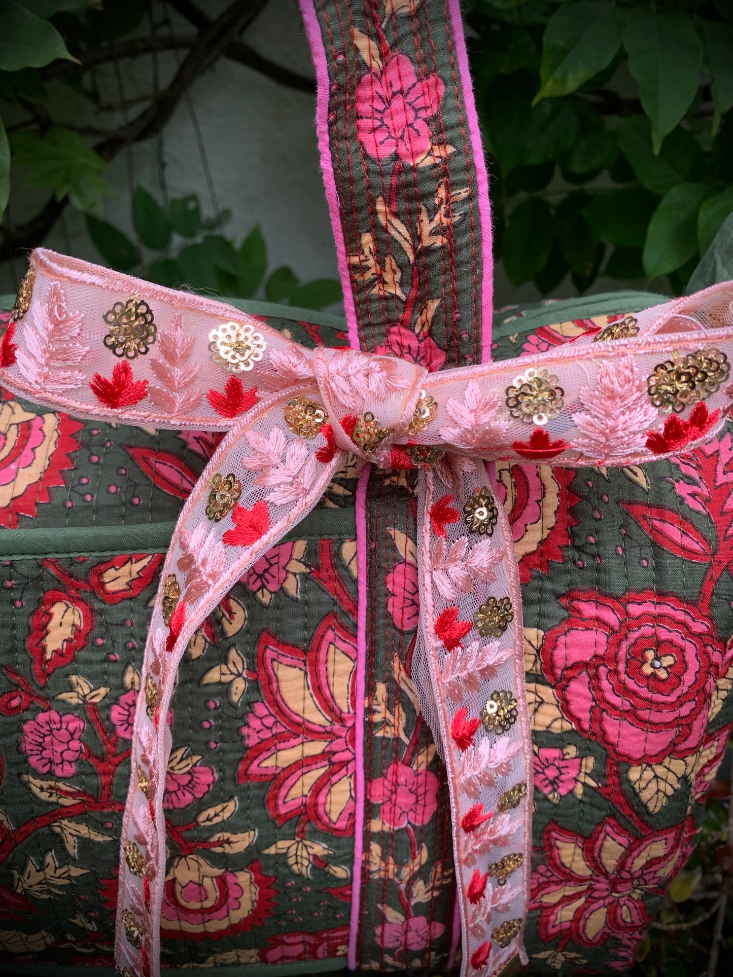 SMALL GREEN AND PINK DOLLY Front Pocket