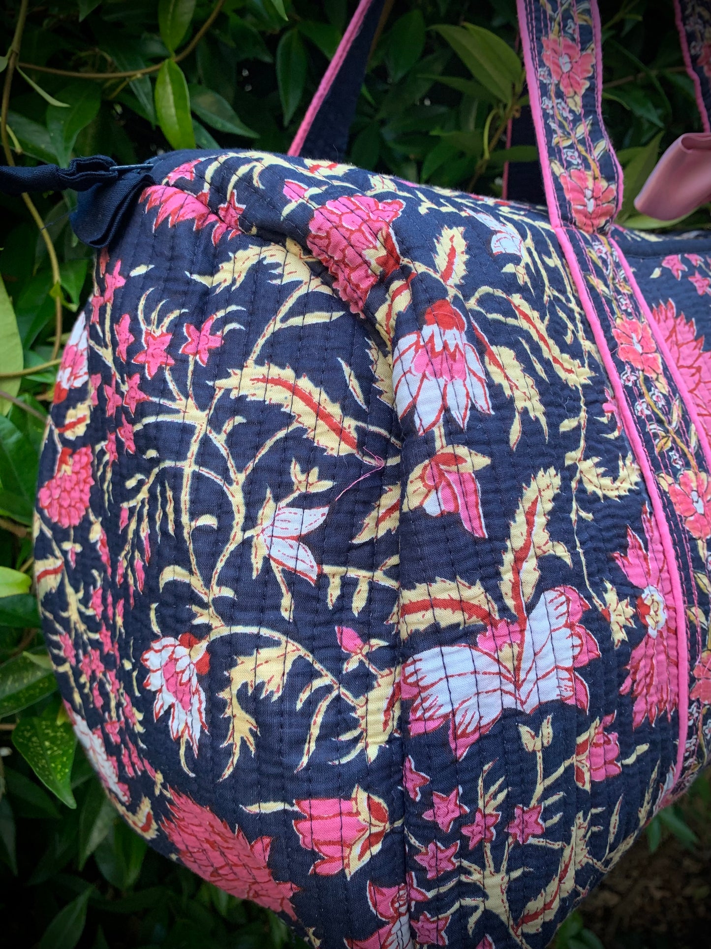 LARGE NAVY AND PINK DOLLY Front Pocket
