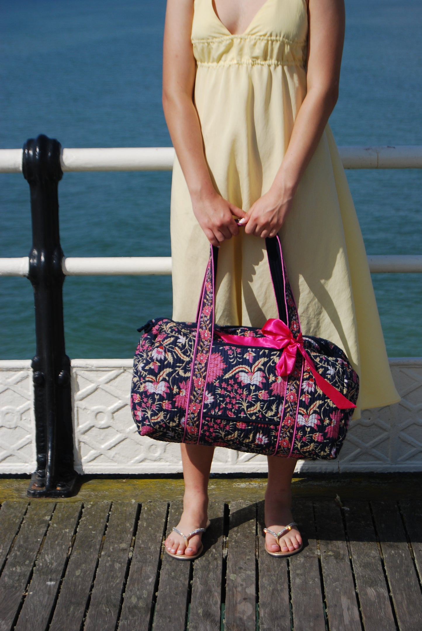 LARGE NAVY AND PINK DOLLY Front Pocket